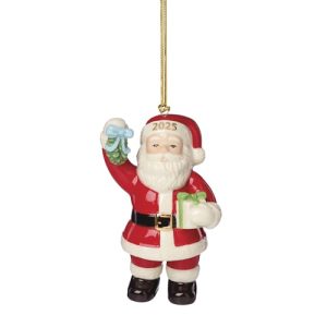 Lenox 2025 Santa with Mistletoe Porcelain Christmas Ornament
