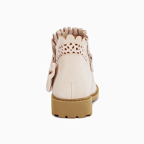 Coutgo Girls' Bow Ankle Boots - Ruffled Chunky Heel Booties - Image 7
