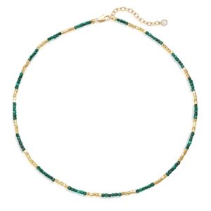 18K Gold Plated Malachite Beaded Choker Necklace for Women