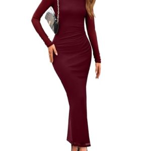 Elegant Red Bodycon Maxi Dress for Parties & Holidays