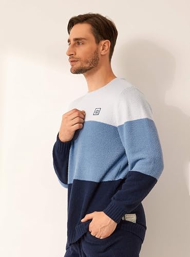 DAVID ARCHY Men's Ultra-Soft Fleece Pajama Set - Navy - Image 2