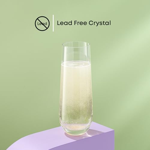 JoyJolt Milo Stemless Champagne Flutes Set - 8 Crystal Glasses - Image 6