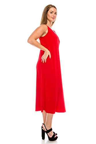Casual Red Tank Maxi Dress - Sleeveless & Flowy - Image 3