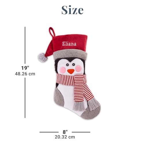 Personalized Christmas Stocking - Embroidered Snowman Decor - Image 3