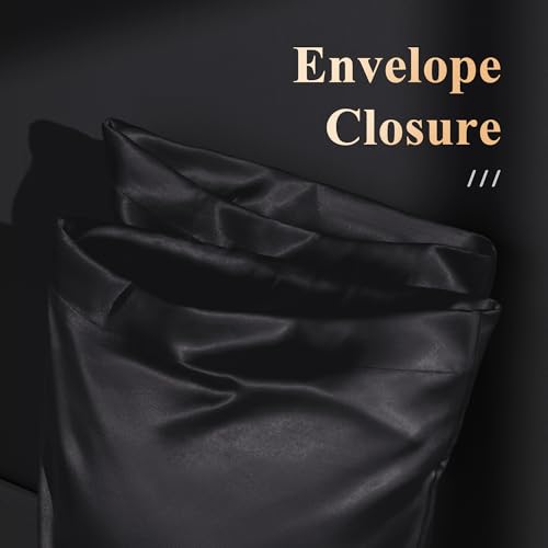 DOWNSTORIA Satin Body Pillow Cover 20x54 Black - Image 4