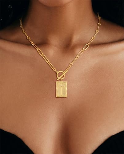 CHESKY 14K Gold Plated Cross Necklace for Women - Trendy - Image 3