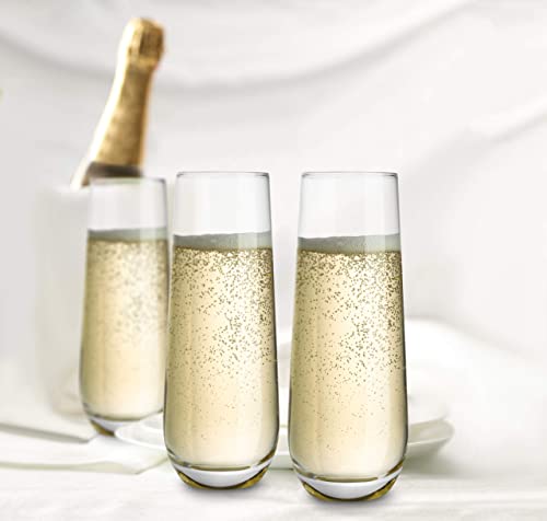 KooK Stemless Champagne Flutes Set of 8 - 9.4oz Dishwasher Safe - Image 6