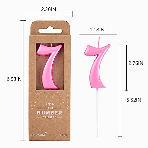 Elegant Pink Number 7 Birthday Cake Candle - Image 6