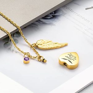 Dletay Gold Heart Urn Necklace for Ashes – Cremation Jewelry
