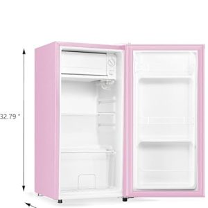Seaoola 3.1 Cu.Ft Mini Fridge with Freezer – Pink, LED