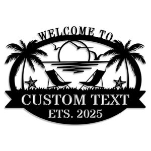 Personalized Coastal Metal Beach Sign – Custom Wall Decor