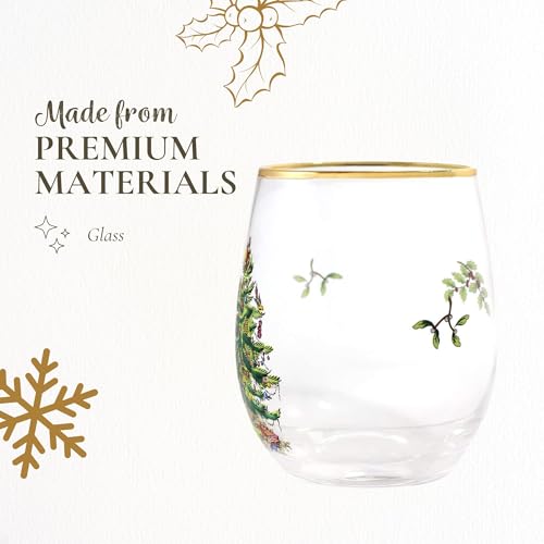 Spode Christmas Tree 19oz Stemless Wine Glasses, Set of 4 - Image 5