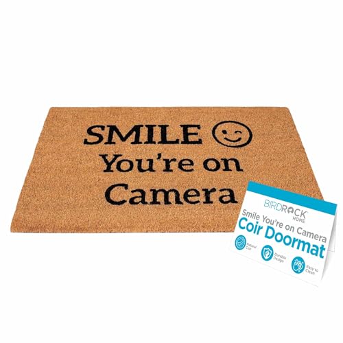 BIRDROCK HOME "Smile You're On Camera" Doormat - 18x30