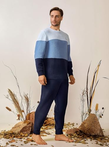 DAVID ARCHY Men's Ultra-Soft Fleece Pajama Set - Navy - Image 4