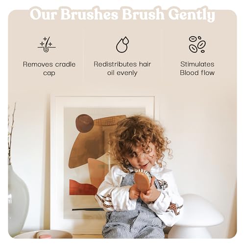 Ullabelle Baby Hair Brush & Comb Set - Soft Natural Wood (Pink) - Image 7