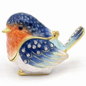 Robin Bird Hinged Trinket Box – Jewelry Organizer & Decor