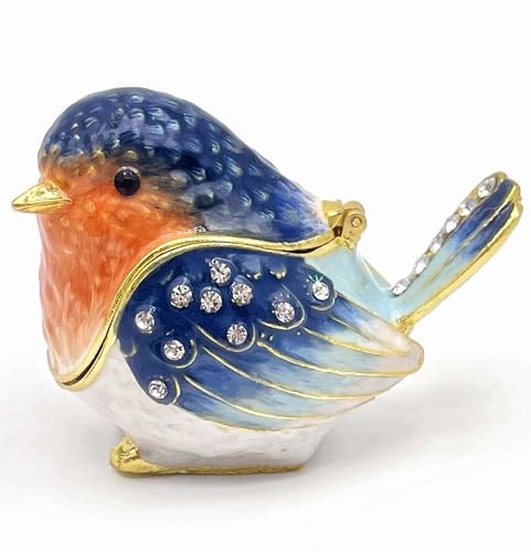 Robin Bird Hinged Trinket Box - Jewelry Organizer & Decor