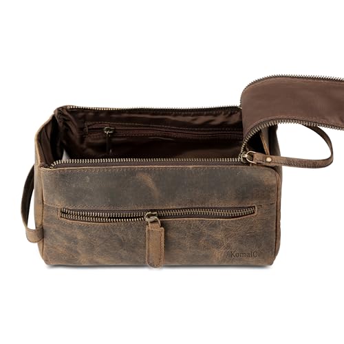 KOMALC Premium Buffalo Leather Unisex Toiletry Bag - Image 8