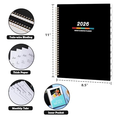 2026 Weekly & Monthly Planner 8.5"x11" - Classic Black - Image 3