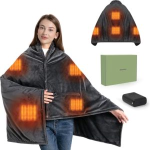 Portable Heated Shawl: 20000mAh Power Bank, Dual Velvet