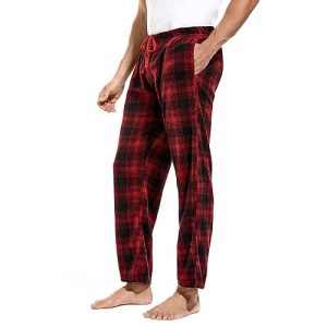 Men’s Plaid Fleece Pajama Pants – Warm Lounge PJs