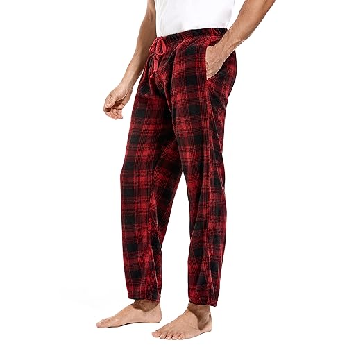 Men's Plaid Fleece Pajama Pants - Warm Lounge PJs