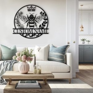 Personalized Honey Bee Metal Wall Art for Garden & Home