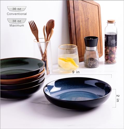 LERATIO Large Ceramic Pasta Bowls - Set of 6, 38oz - Image 3