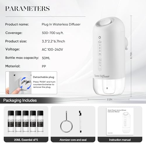 Plug-in Waterless Scent Diffuser Kit: 700 Sq Ft Coverage - Image 7