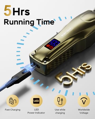 GinJee Professional Cordless & Corded Hair Clippers for Men - Image 3