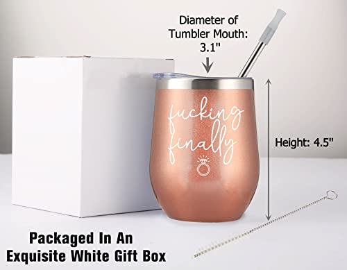 "Fucking Finally" Funny Engagement Gift Tumbler for Bride - Image 3