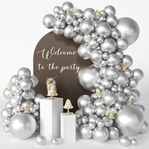 CVPARTYON Silver Balloon Arch Kit – 125 Pcs Party Decor