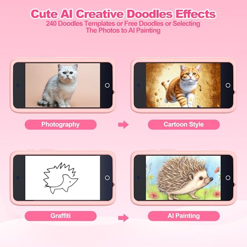 Kids AI Digital Camera with WiFi & Touch Screen HD - Pink - Image 4