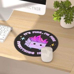 Funny “This is Fine” Dumpster Fire Mouse Pad – Cute Office Decor