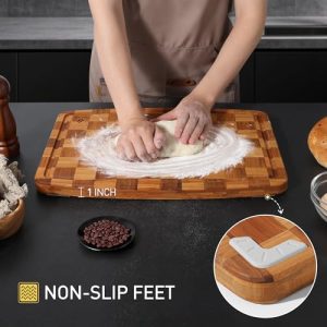 2-Pack Heavy Duty Bamboo Cutting Board Set – Non-Slip, Over Sink