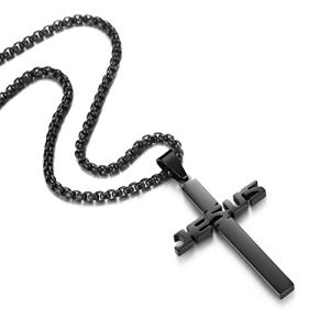 REVEMCN Stainless Steel Jesus Cross Pendant Necklace – Faith Gift