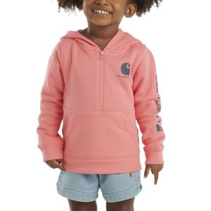Carhartt Girls’ Half-Zip Sweatshirt – Pink Lemonade 3T