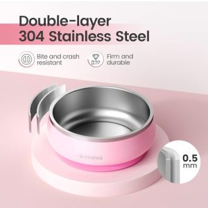 Pawaii Insulated Stainless Steel Dog Bowl with ID Tag (34oz)