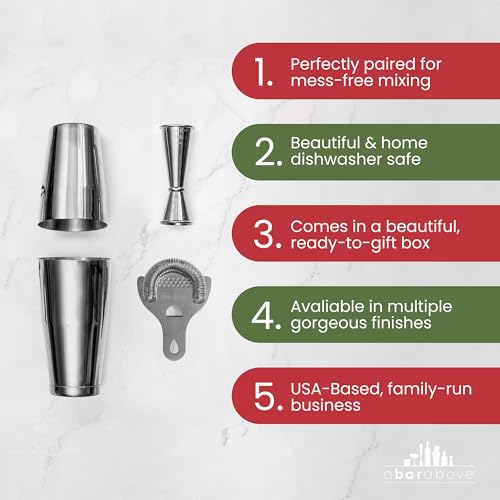 A Bar Above 4-Pc Pro Cocktail Shaker Set, Gold - Image 4