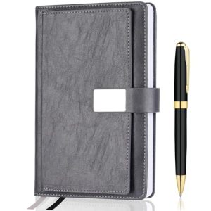 Executive A5 Lined Journal – Hard Cover Leather, Gray