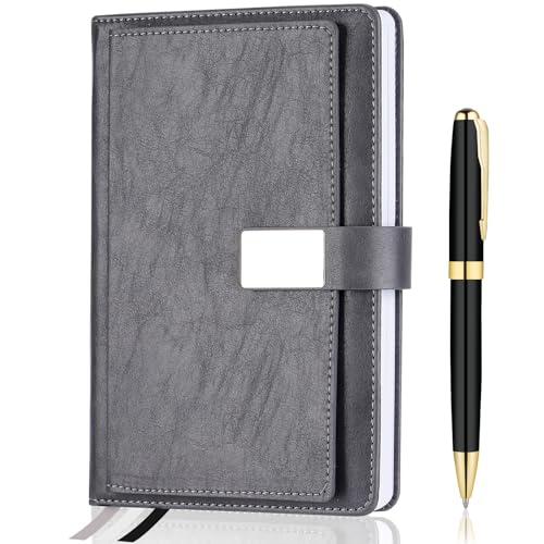 Executive A5 Lined Journal - Hard Cover Leather, Gray