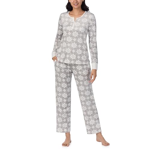 Nautica Women's Fleece Henley Pajama Set - Grey Snowflake