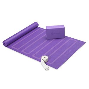 Gaiam Beginner’s Yoga Starter Kit – Mat, Block & Strap