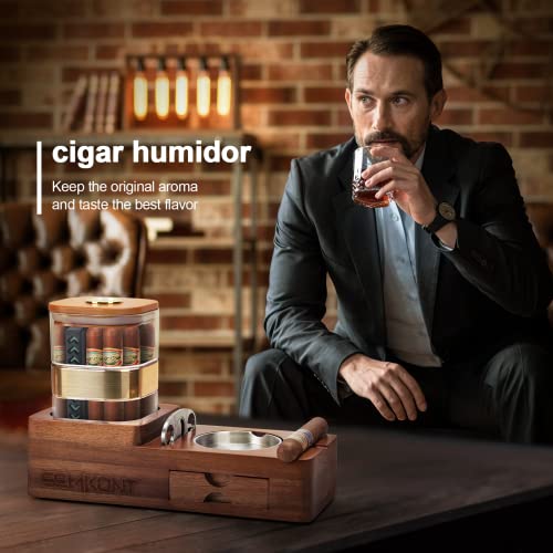 SEMKONT Cigar Humidor & Ashtray Set - Wooden Gift for Men - Image 2
