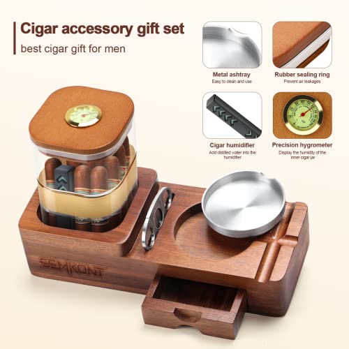 SEMKONT Cigar Humidor & Ashtray Set - Wooden Gift for Men - Image 5