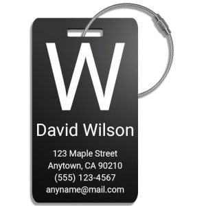 Single Personalized Metal Initial Luggage Tag