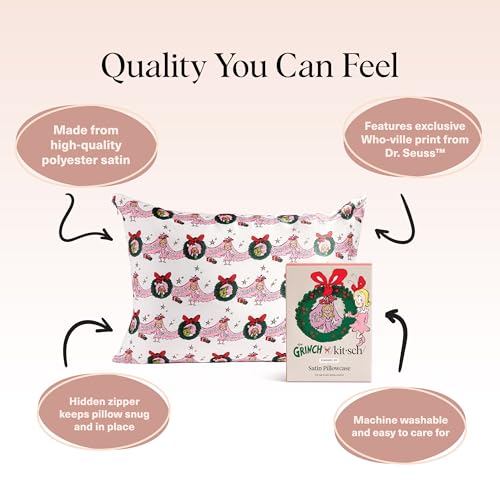 Grinch x Kitsch Satin Pillowcase - Hair & Skin Benefits - Image 5