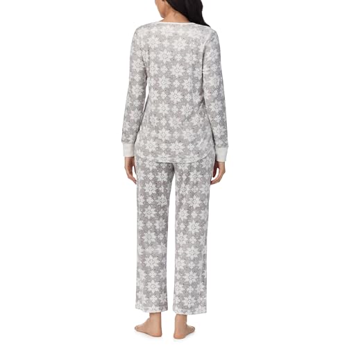 Nautica Women's Fleece Henley Pajama Set - Grey Snowflake - Image 3