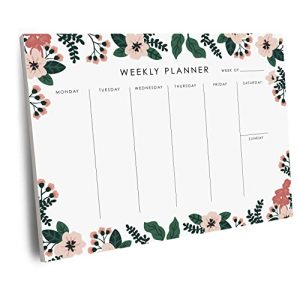Undated Weekly Planner Notepad – Floral Desk Organizer