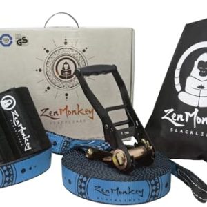 ZenMonkey Slackline Kit – 60ft, Easy Family Setup